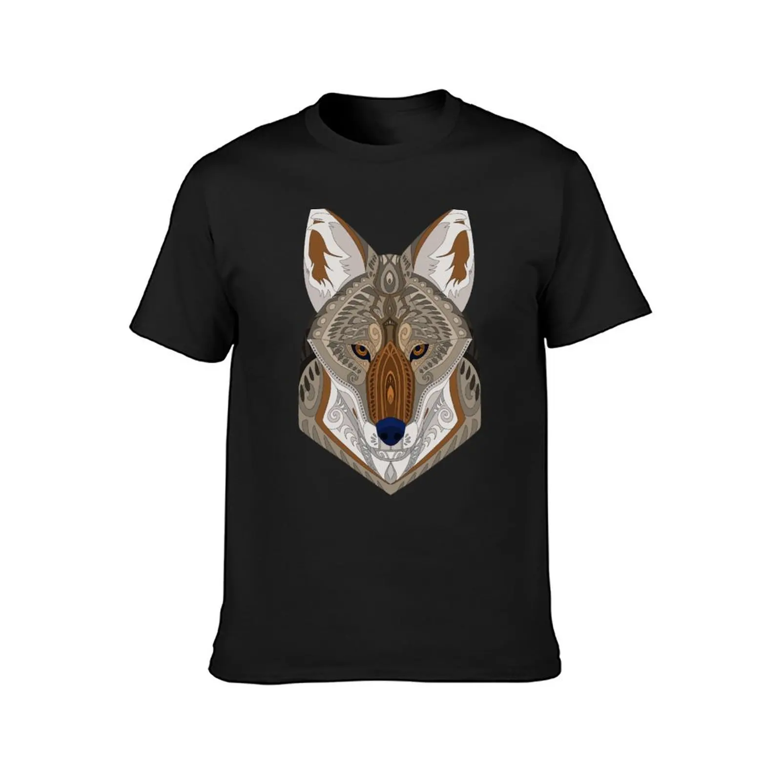 Mandala Coyote T-Shirt plus size tops boys animal print Men's t shirts