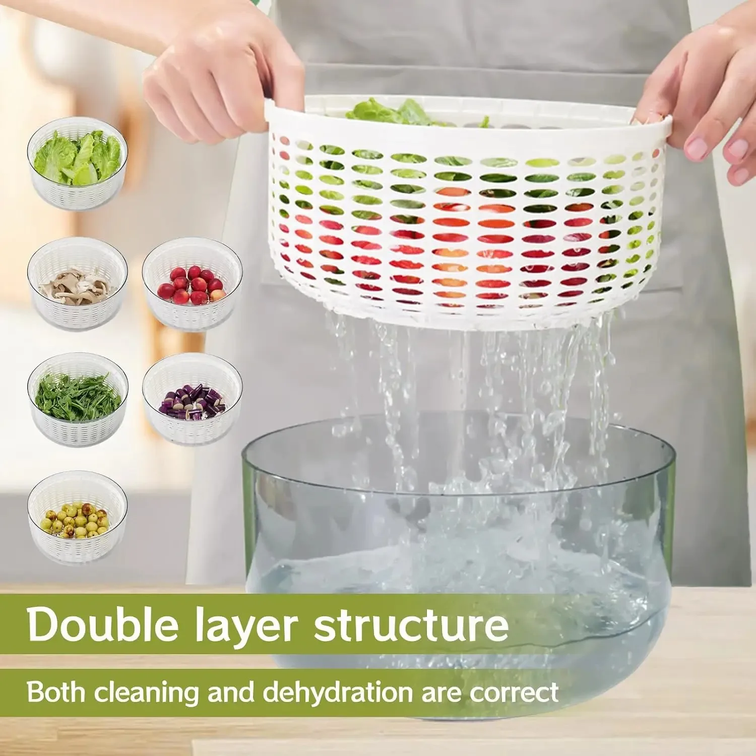 Electric Salad Spinner, 6L Lettuce Spinner,Large Capacity Salad Vegetable Dryer,Fruit Salad Washer Spinner Dryer For Home Kitche