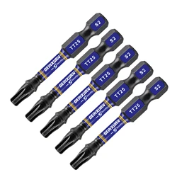 Geinxurn 2 In.Impact Tough Magnetic Power Bit Set,Security Torx Head Power Bits,S2 Alloy Steel Star T25 Screwdriver Bits Set