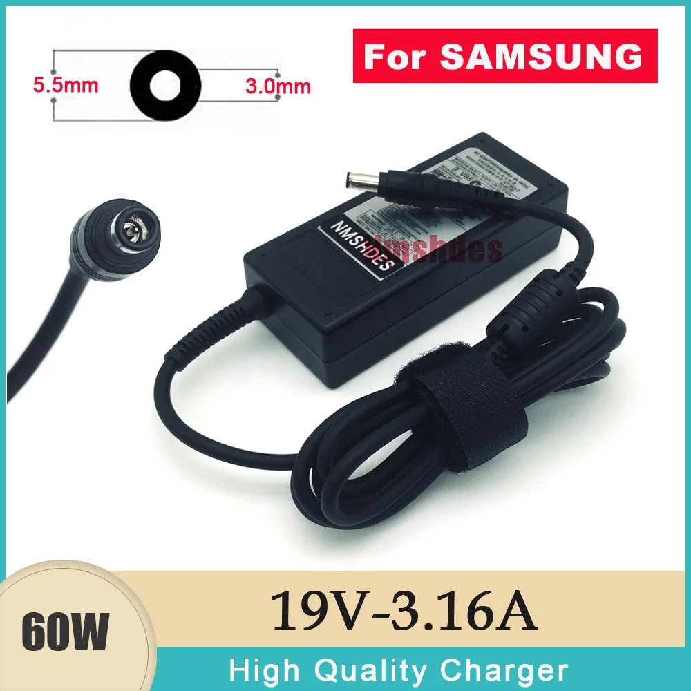 19V 3.16A 60W Ac Adapter Charger For Samsung NT-R540 Q210 NT-RV520 NP350U2Y NP270E5G NP500P4C Q210-FA01 NP350U2B-A01HU