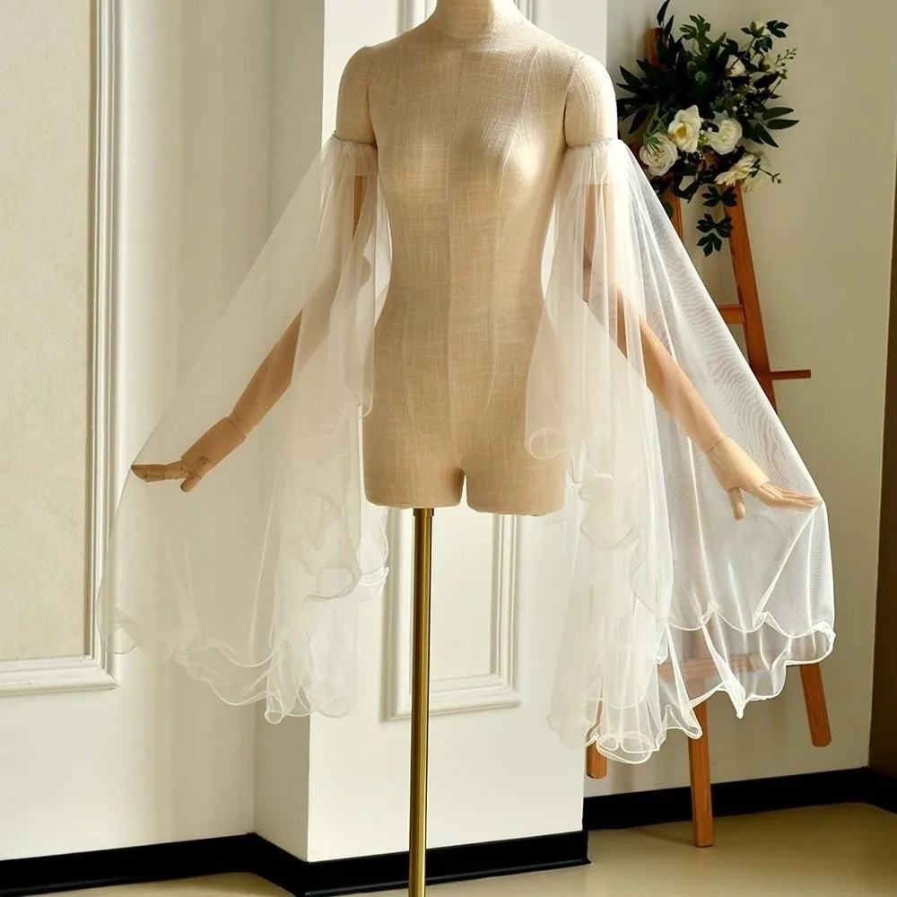1-par-de-mangas-falsas-de-tecido-chiffon-formato-flare-cobre-bracos-de-malha-transparente-respiravel-design-fluido-e-macio-punhos-removiveis-para-festas-noturnas