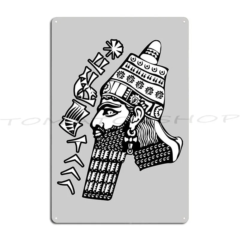 The Assyrian Winged Bull Gilgamesh Assyria Lamassu Cuneiform  Metal Signs Cinema Cave Club Wall Decor Iron   Tin Sign Poster