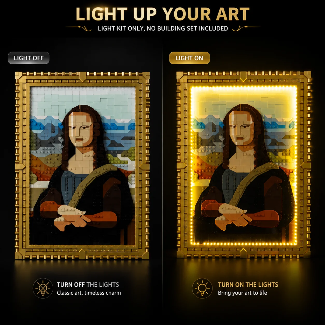 Hprosper 5V LED Light For LEGO 31213 Mona Lisa Decorative Lamp With Battery Box (Not Include LEGO Building Blocks) view 2