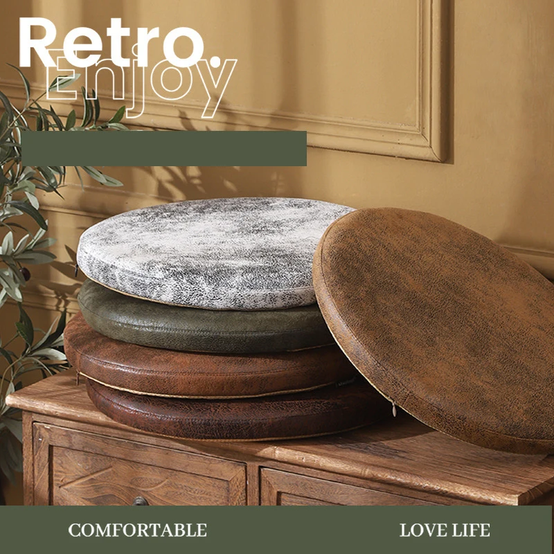 Memory Foam Non-Slip Suede Round Cushion 4Cm Thick Soft Slow Rebound Hip Pad for Bar Stool Retro Comfort Sedentary Artifact