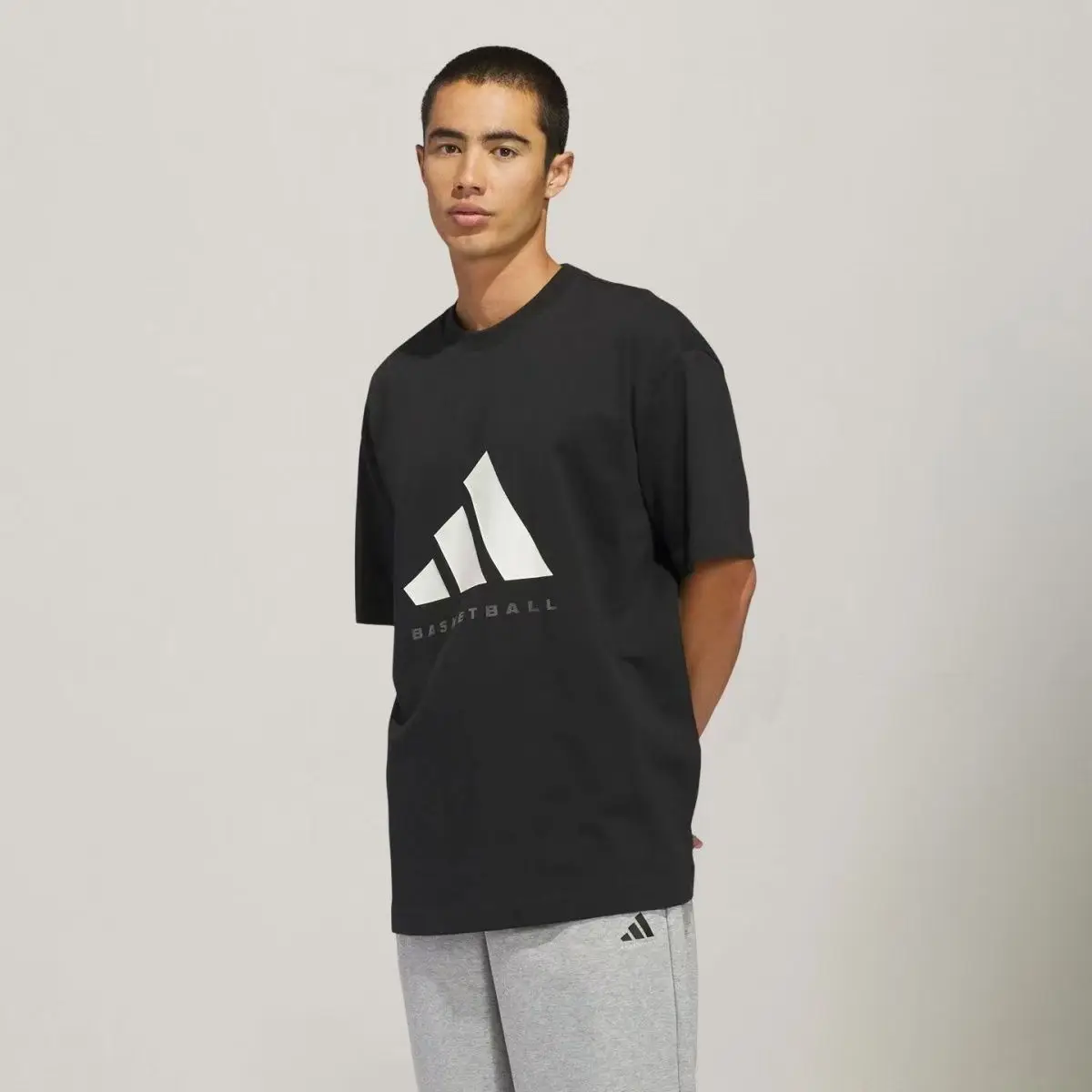 Adidas Short-Sleeved T-Shirt for Men and Women, Sports Running Training, Comfortable, Versatile, Casual, Simple, Loose, Round Neck, Ribbed, Pure Cotton, Black Kb7560