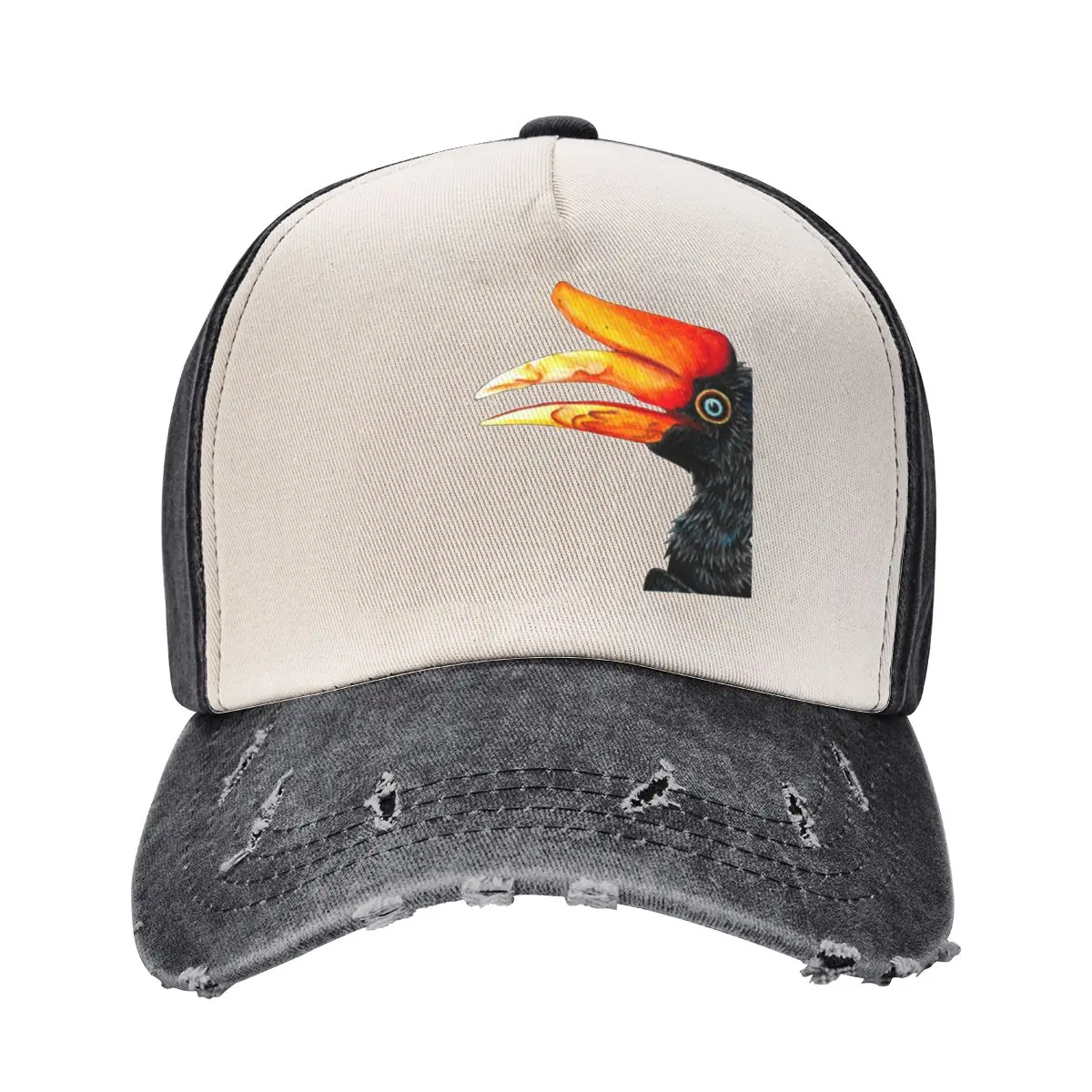 Rhinoceros hornbill bird - ink and watercolour Baseball Cap Ball Cap Fashion Beach Golf Hat Man Hats Woman Men's