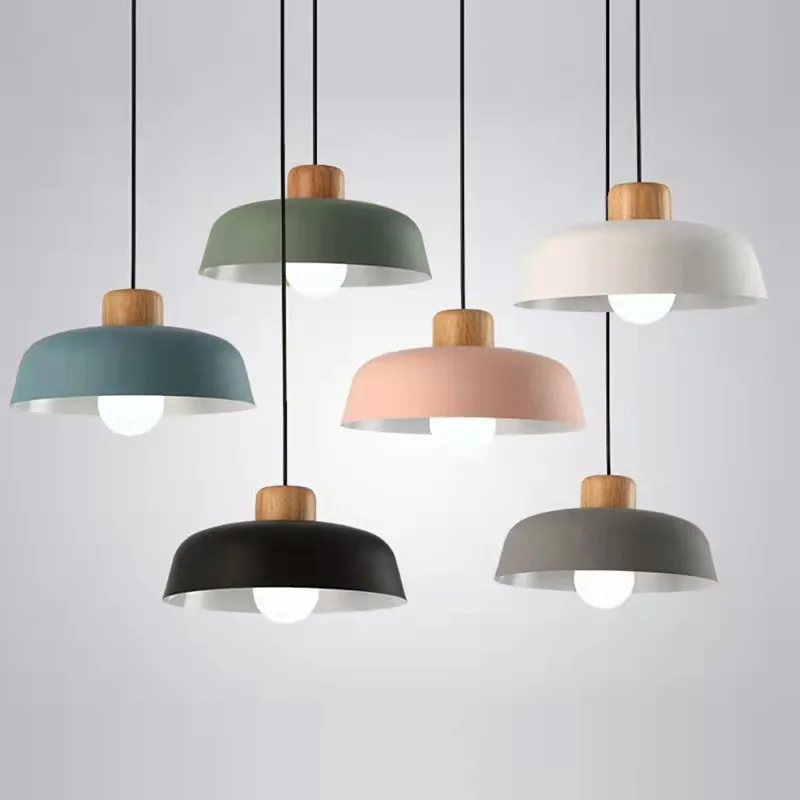 Nordic Wood Aluminum Pendant Lights Modern Hanging Lamps Kitchen Living Room Chandelier Lighting E27 LED Loft Lampara De Techo image 6