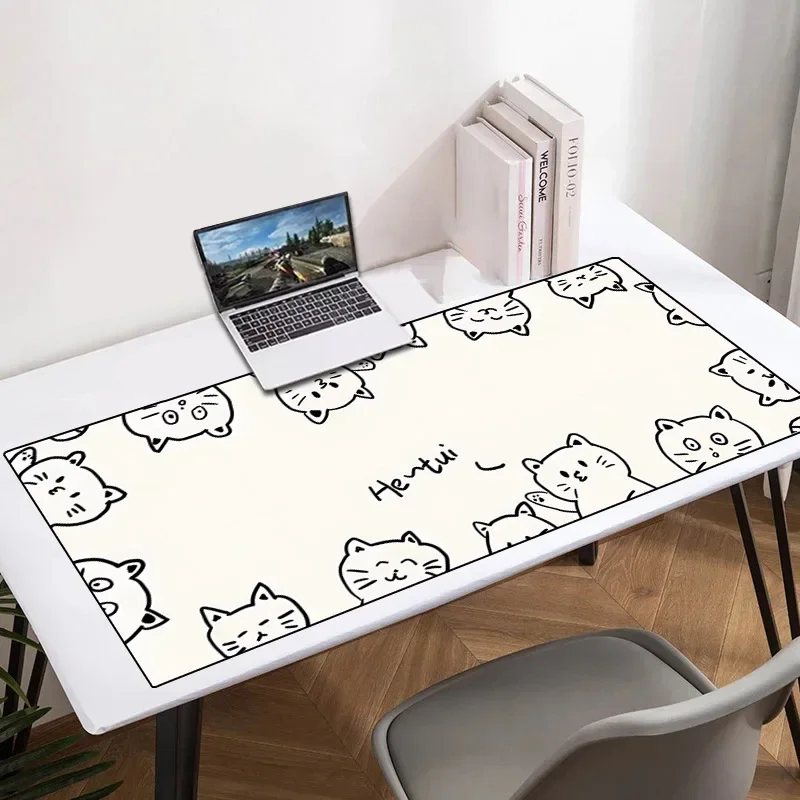 Alas meja kucing estetika Mausepad Mouse Aksesori game Gamer kabinet Deskmat diperpanjang bantalan Mouse alas Keyboard Pc Anime bantalan