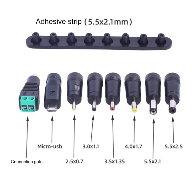 Solution chargement pour ordinateur portable, livraison directe, 5.5x2.1mm femelle avec 8 embouts d'alimentation DC5521 à