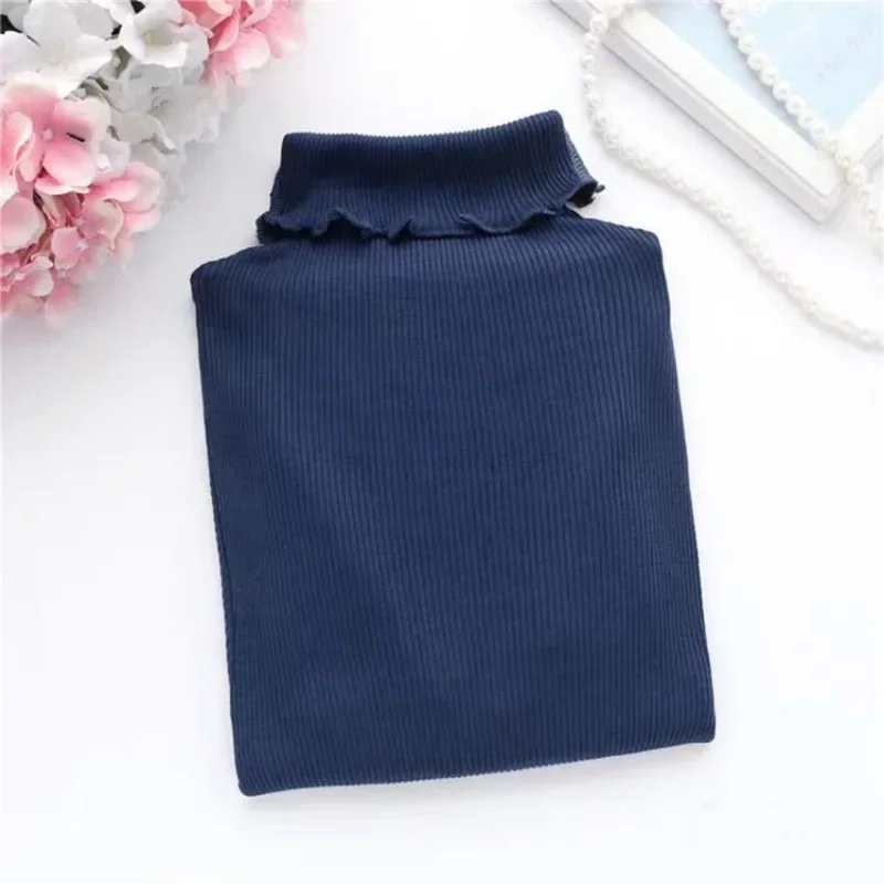 Mulberry Silk Cotton Base Sweater High Elastic Slim Threaded Seamless Long-sleeved Knit Top Turtleneck 70% Silk 30% Cotton