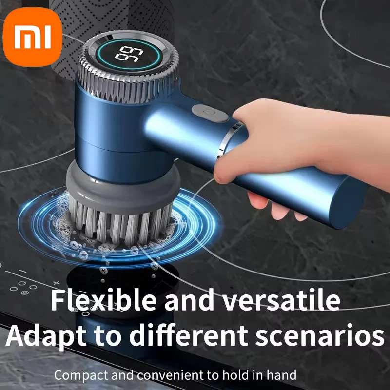 Xiaomi Electric Cleaning Brush LED Display with 5 Replaceable Brush Heads 3-speed Adjustable Cleaning Tool For Kitchen Bathroom