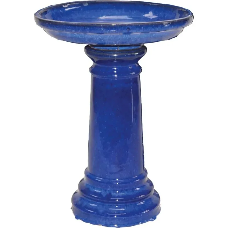 

Ceramic Bird Bath, Cobalt Blue