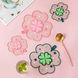 Clover PVC Coasters Kitchen Hangable Dish Pan Mat Non-slip Anti-scald Heat-resistant Placemats Coaster  Accessory