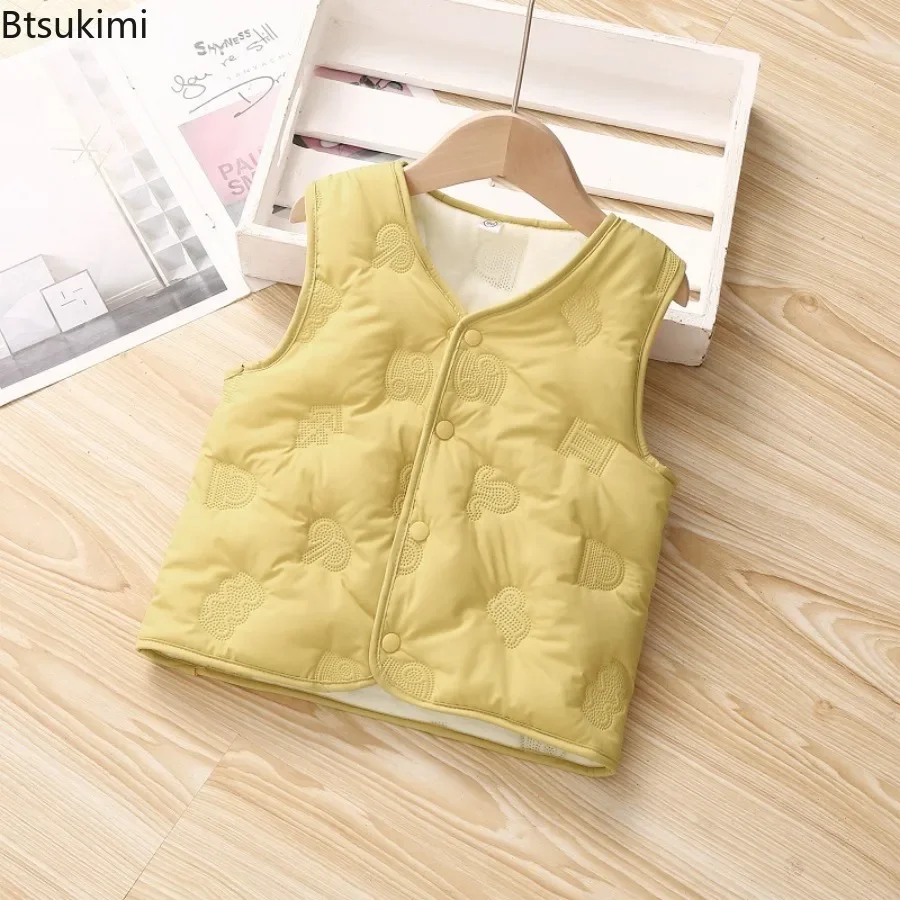 New Autumn Winter Kids Vest Fleece Lined Warm Baby Toddler Cotton Vest Boys Girls Insulated Top Autumn Winter Cozy Coat Children