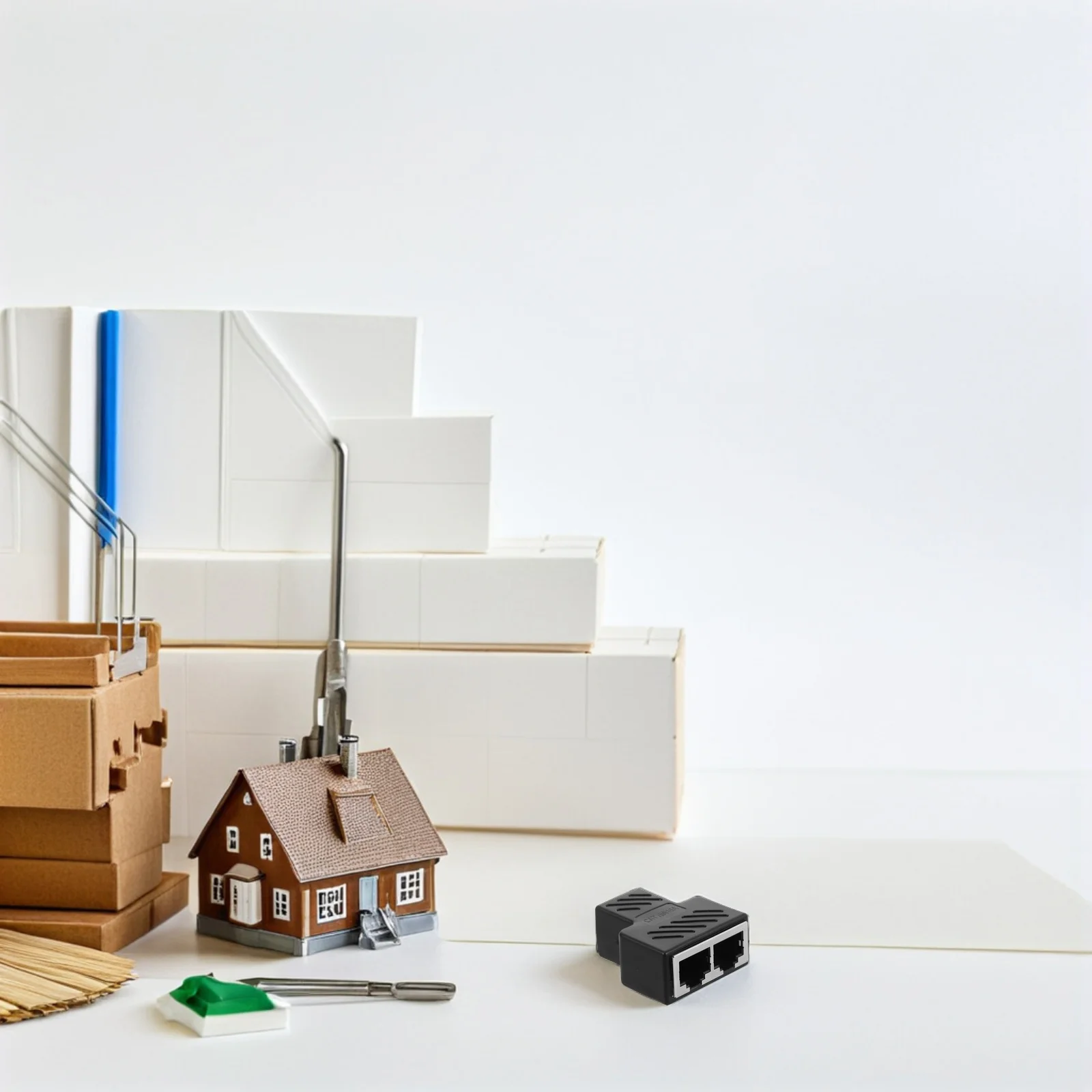 Ethernet Splitter Dual Port Network Adapter for Home Office Use Stable Signal Transmission PVC Material Compact Design Plug and