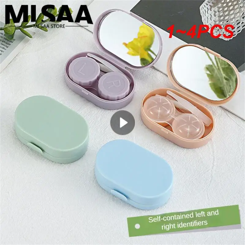 1~4PCS Contact Lens Case Leak-proof Dual-joint Storage Box Multicolored Beautiful Pupil Box Simple Small Contact Lens Box Pvc