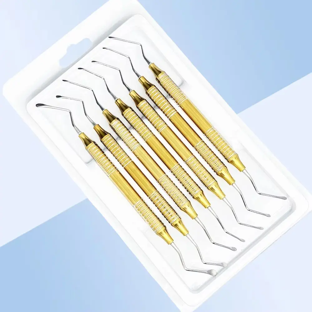 

Dental Curette Set 7 Pcs Gracey Scalers with Jagged Tips for Periodontal Therapy Implant Maintenance and Root Planing
