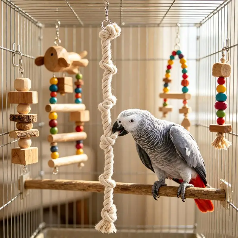 1/2Pcs Natural Parrot Chew Toy Cotton Rope Climbing Ladder For Bird Cage Enrichment Safe Bite Perch For Small Medium Parrots