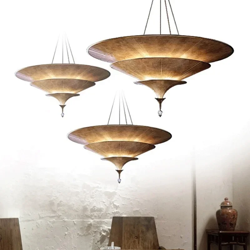 

Pendant Light Southeast Asian Vintage Lampshade Wabi-sabi Light for Home Staircase Decor Room Lustre Coffee Bar Lighting