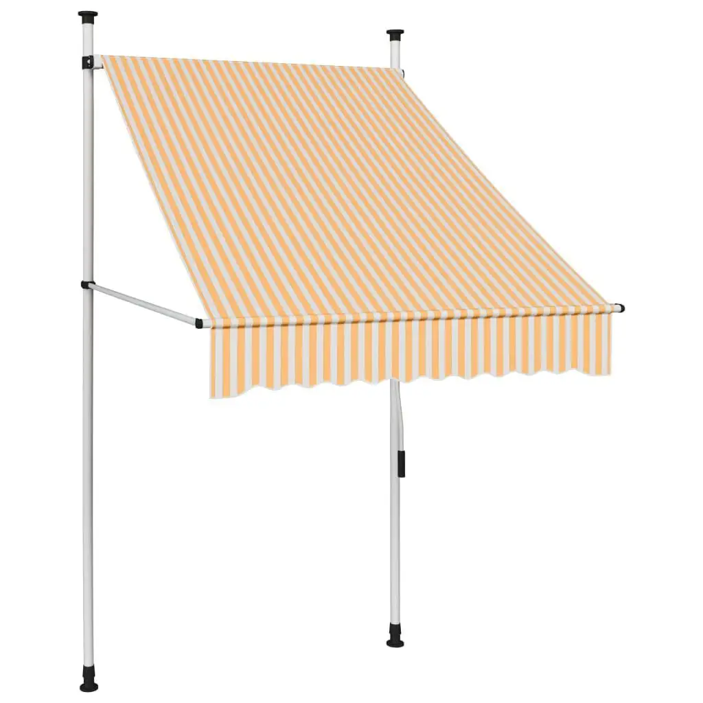 Manual Retractable Awning 39.4'' Orange & White Stripe - Outdoor Patio Canopy Sunshade