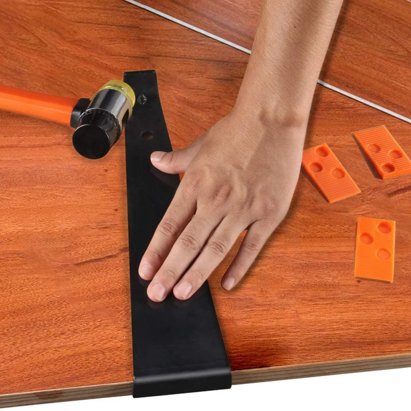 Laminated Wood Floor Installation Tool Kit With Tapping Block Rod, Reinforcement Hammer And 40 Wedge Spacers