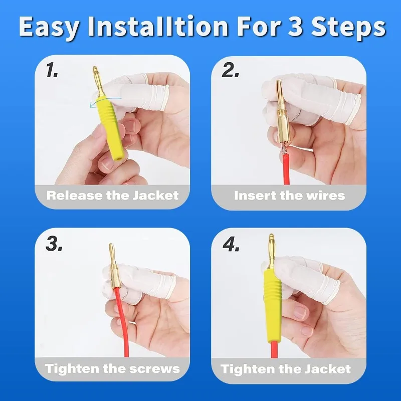 30Pcs 5-Colours 2mm Banana Plugs Banana Connector Male DIY Connectors Adapters for Multimeter Test Leads Ends Probes Adapters