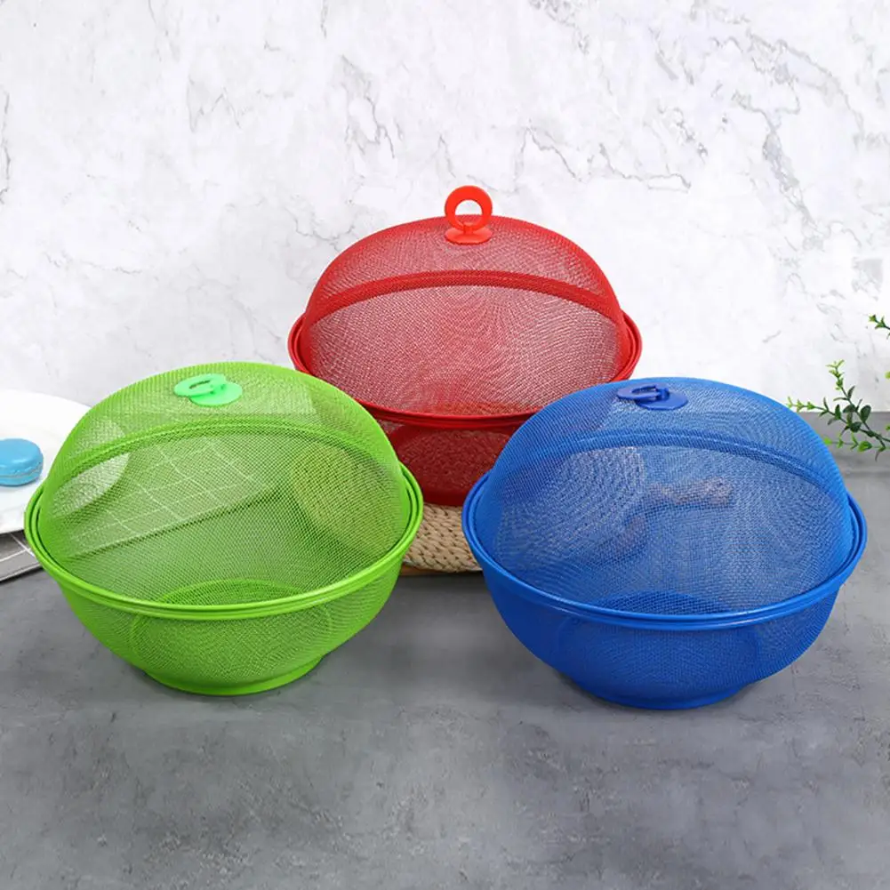 Mesh Fruit Basket With Lid Prevent Fly Stainless Steel Kitchen Drain Basket Vegetables Fruit Holder Kitchen Supplies 그물코 과일 바구니