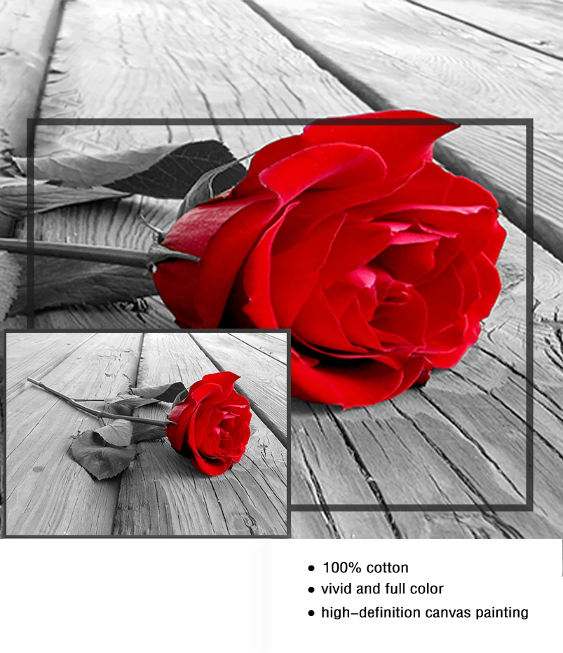 HD Home Decoration Canvas Pictures Living Room Modern 5 Panel Red Rose Flowers Printed Painting Wall Art Modular Poster Frame