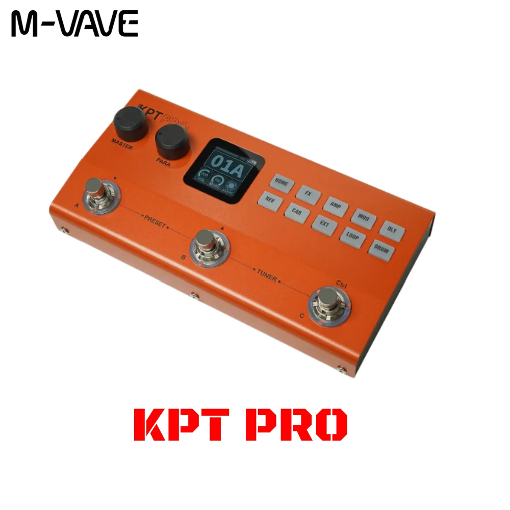 

M-VAVE Yuimer KPT PRO Orange Мультиэффект-педаль для гитары и баса, двухъядерный DSP, выход XLR, драм-машина, Bluetooth 5.0, 60 IR-программ, 2000 мАч