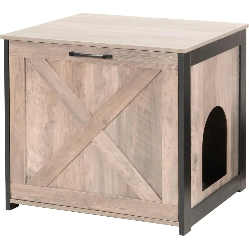 Litter Box Furniture Hidden, Cat Litter Box Enclosure, Reversible Entrance Can Be on Left or Right Side, Indoor Cat Box Cabinet