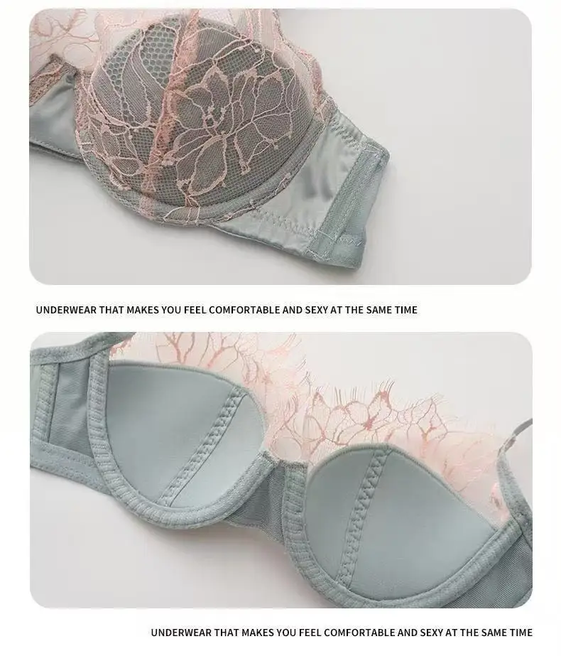 KUCLUT French Victorian Sexy Lace Edge Summer Thin sexy Pure Hollow Out Mood Women's Underwear Set|Comfort Fit Breathable