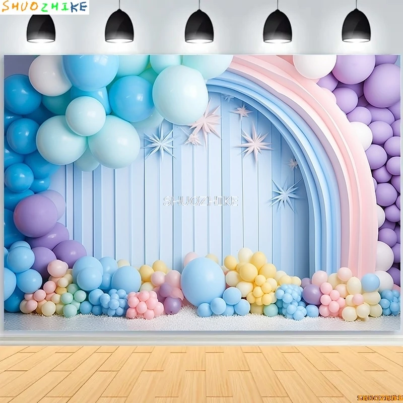 خلفية تصوير قوس قوس قزح بالونات ، مستلزمات خلفيات ، استوديو صور الباستيل الباستيل الباستيل الباستيل ، ديكور حفلة عيد ميلاد ، *