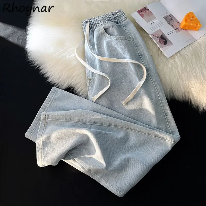 S-5XL Jeans Women Baggy Denim Drawstring Wide Leg Trousers Teens Unisex Preppy Джинсы Женские Simply Kpop Fashion Clothes Casual