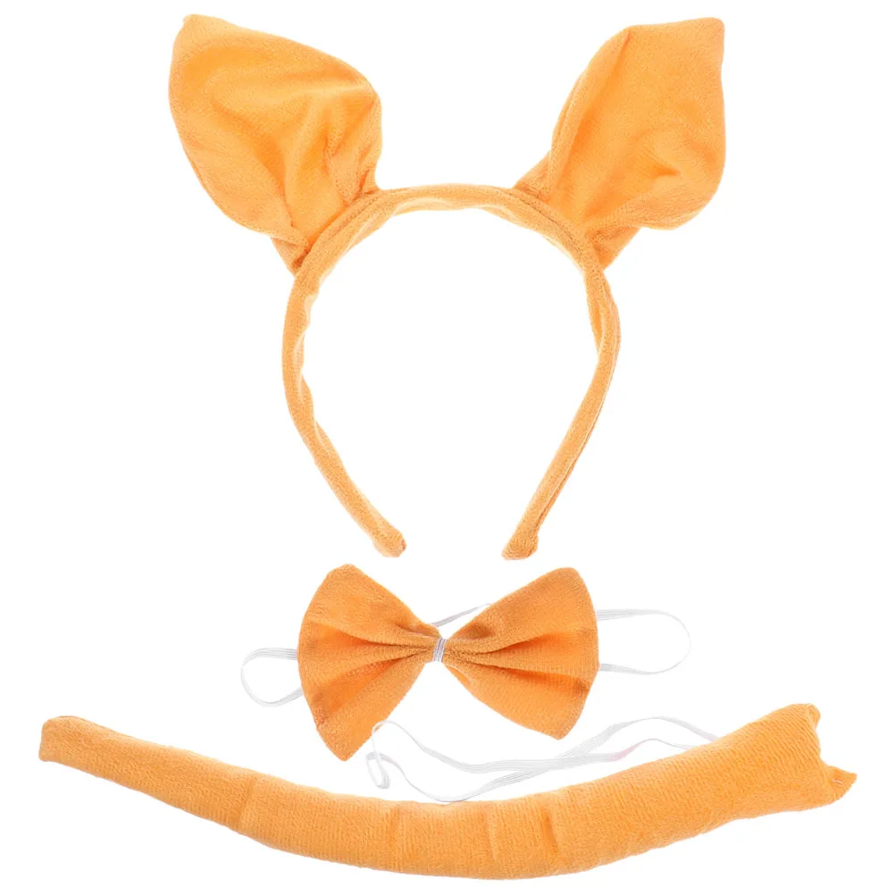 

1 Set Headband Kangaroo Costume Animal Ears Bowtie Tail Halloween Party Accessories For Kids Cute Dress Up Props For Carnival