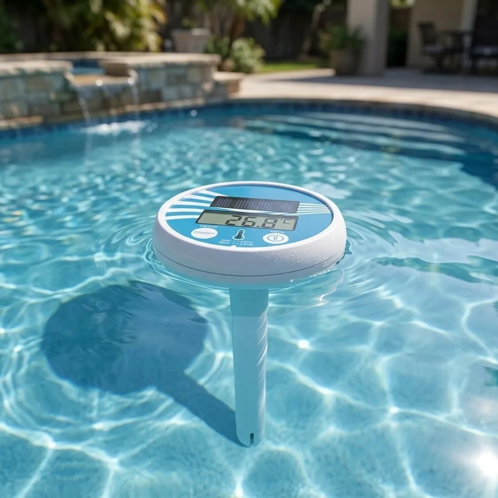 Easy To Read Digital Pool Thermometer Solar Panel Thermometer Accurate Readings Continuous Power Supply Digital Display