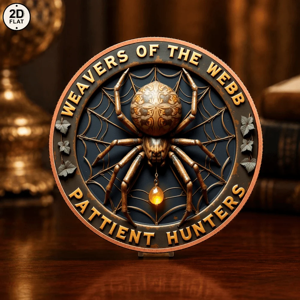 1pc Weavers of The Webb 1oz .999 Fine Copper Challenge Coin 2D Print Gothic Spider Web Commemorative Medal Dark Art Lover Gifts