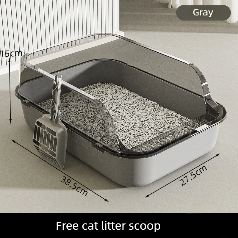 P Halbgeschlossene Katzentoilette, spritzwassergeschützte Kätzchentoilette, Haustier-Reinigungsbecken mit hohen Seitenwänden für den Innenbereich – Detail 5