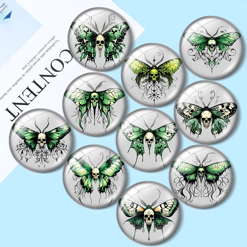 Fantasy Moth Skull 12/18/20/25mm glass cabochon  bracelet pendant rings for jewelry demo earrings back Making findings