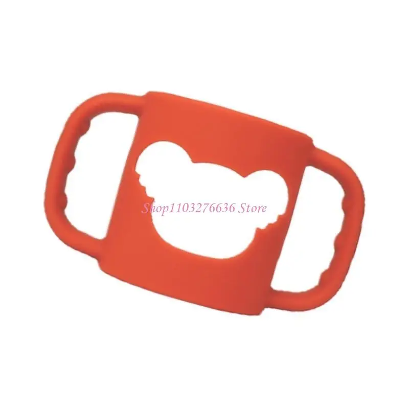 R6FD غطاء حامل محول الزجاجة ذو قبضة مريحة من السيليكون لمقبض زجاجة حليب الأطفال يشجع على تطوير الإمساك #4