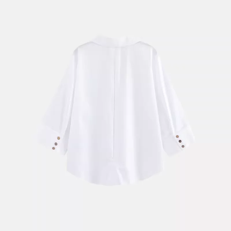 เสื้อผ้าแฟชั่นผู้หญิง Z รุ่นใหม่ ปี 2025 แขนยาวทรงหลวม คอพับ สวมใส่สบาย เหมาะสำหรับใส่ในชีวิตประจำวัน