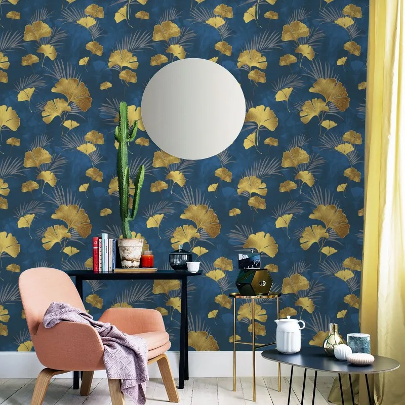 

House Decoration Interior Ginkgo Leaf Wallpaper Rolls for Bedroom Decor Walls Background Decor papel de parede