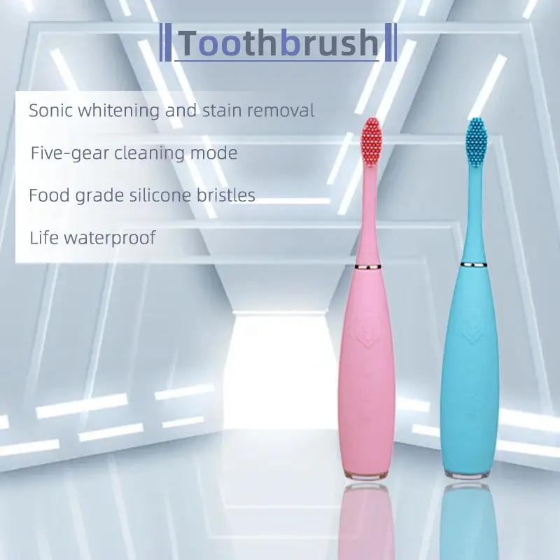 Electric Ultra-Hygienic Sonic Toothbrush with Silicone Bristles for daily beauty-personal care cleaning brush Rechargeable