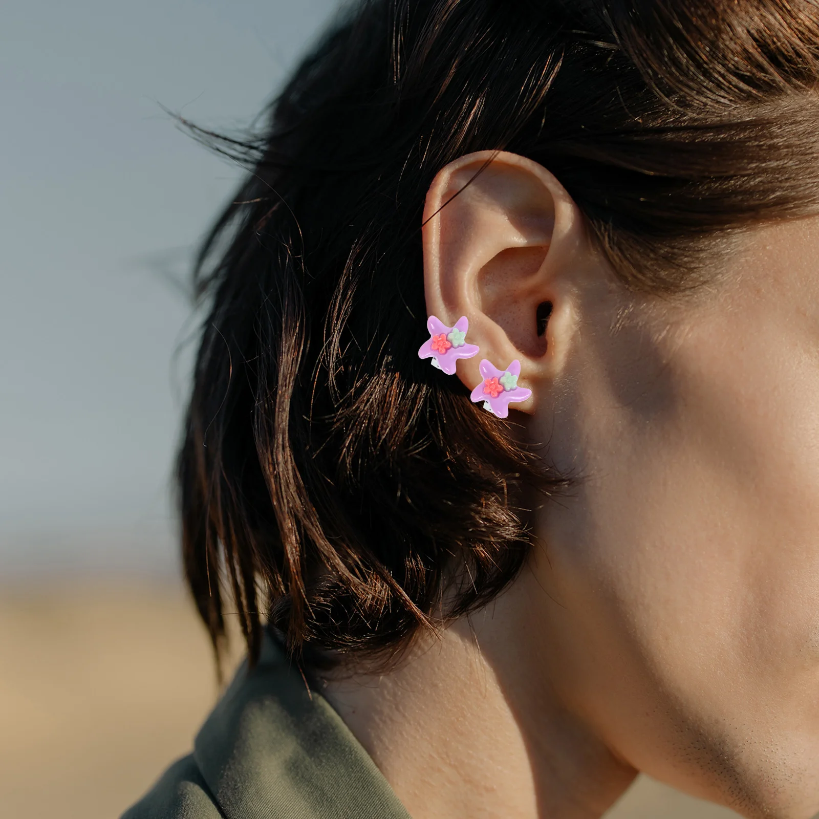 クリップオン女の子子供軽量お祝い装飾漫画イヤリングプレイイヤリング耳クリップ素敵な耳フープ誕生日