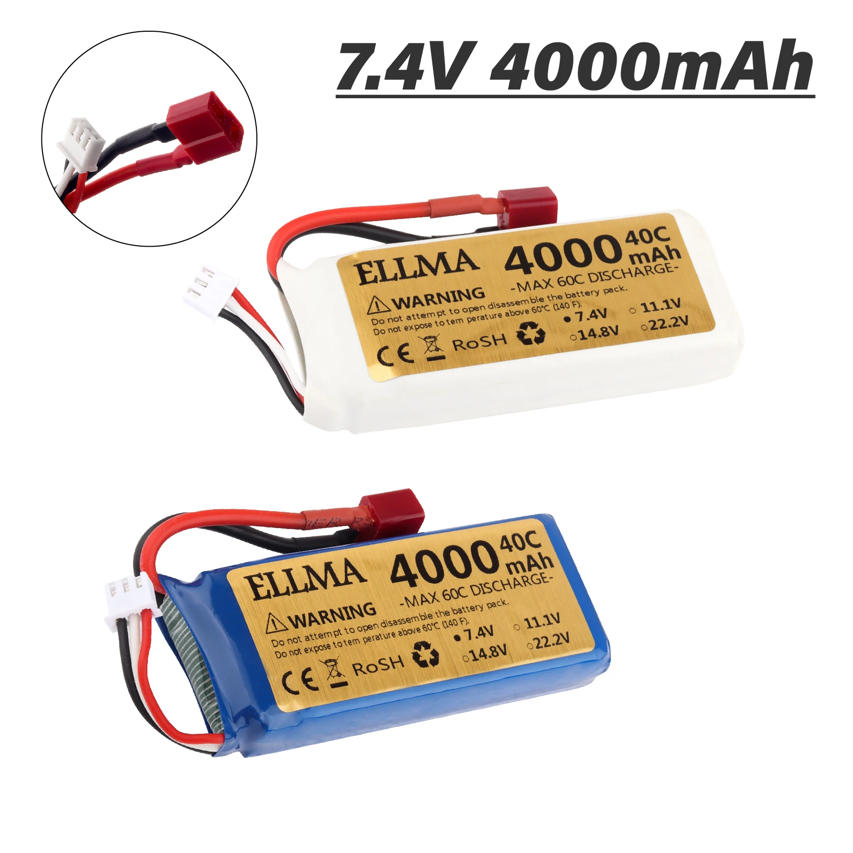 Toys-Battery for Wltoys 144001 144010 144010 124017 124019 124018 Carro RC 2S 4000mAh 7.4V lipo Rechargable Battery