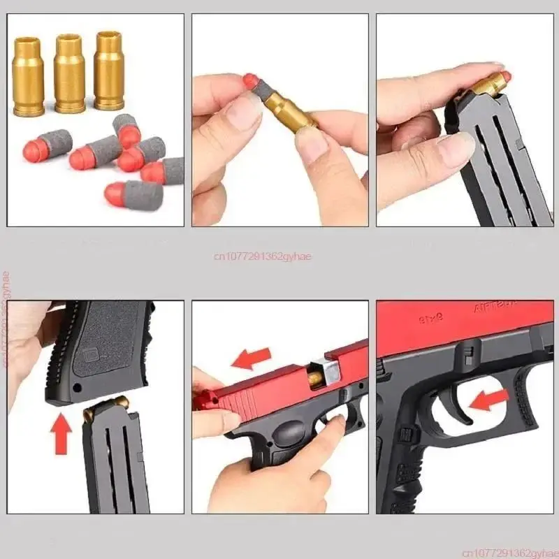 Pistola de juguete, pistola de balas blandas M1911, dardos de espuma expulsados, arma Manual de Airsoft con silenciador para niños y adultos