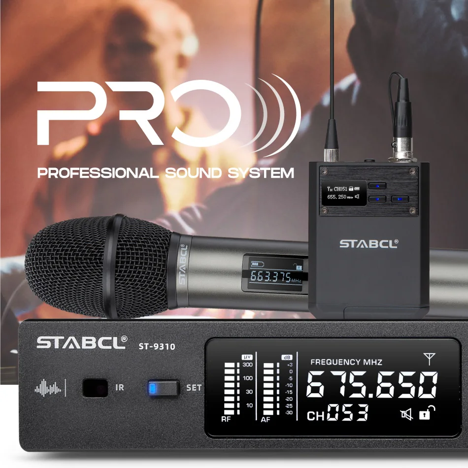 Professional UHF Mic System With Dynamic Handheld One Karaoke Wireless Microphone