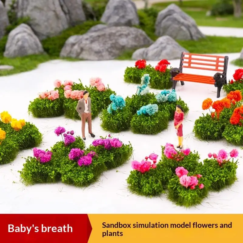 【BS】6Pcs/set Miniature Flower Cluster Model Artificial Bush Plants For Diorama Sand Table Train Railroad Garden Scene Decoration