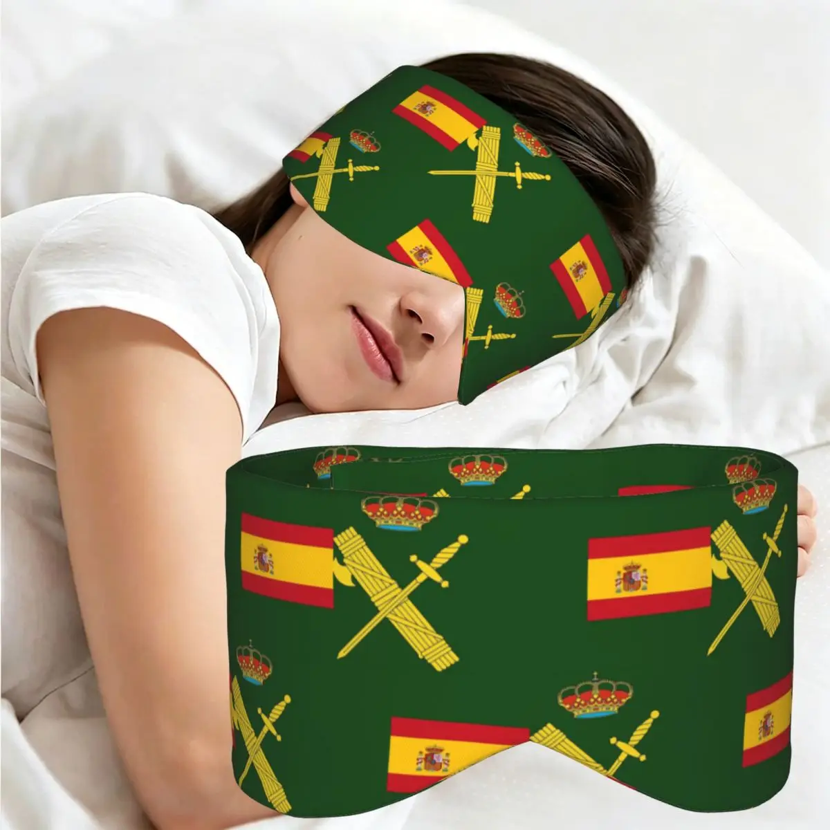 Spain Flag Plus Emblem Civil Guard sleep mask Light Blocking Portable Eye Cover for Girls Boys Home Sleeping Eyeshade eyepatch
