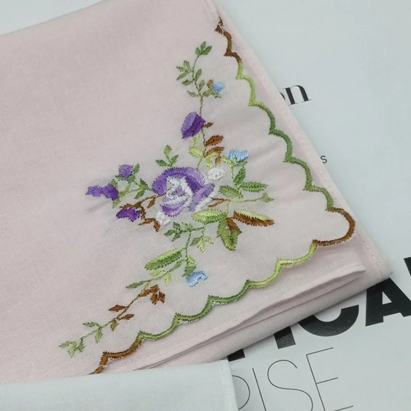 Embroidery Handkerchief Towels Cotton Платок Ladies Soft Absorb Sweat Floral Square Hand Towel Traditional Gifts Toallas De Mano