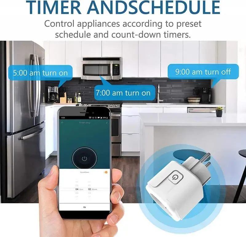 Aubess 16/20aスマートソケットwifiプラグeuパワーモニタータイミング機能tuyaスマートホームソケットコンセント用alexa googleホームyandex